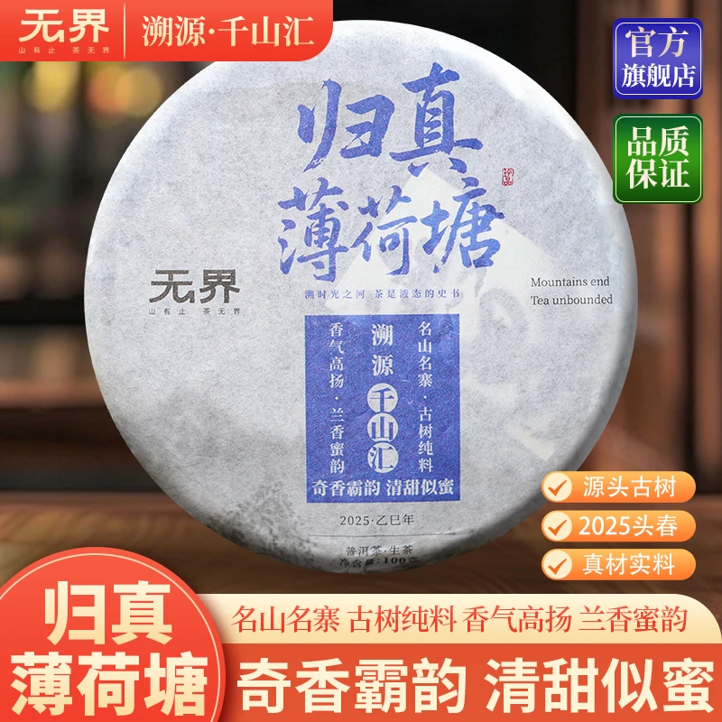 2025年（归真·薄荷塘）二类薄荷塘古树普洱生茶100克饼（无界千山汇）