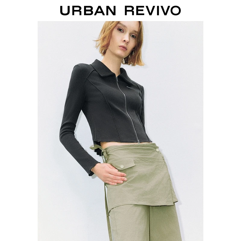 UR2025秋季新款女装休闲字母双拉链长袖开襟衬衫UYV250047+