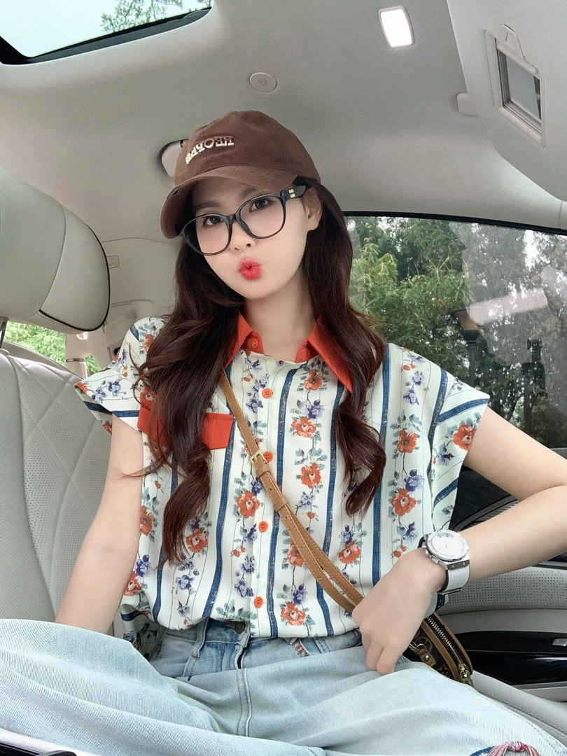 网红洋气炸街女装洋气衬衣气质2025夏季新款短袖衬衫独特漂亮小衫