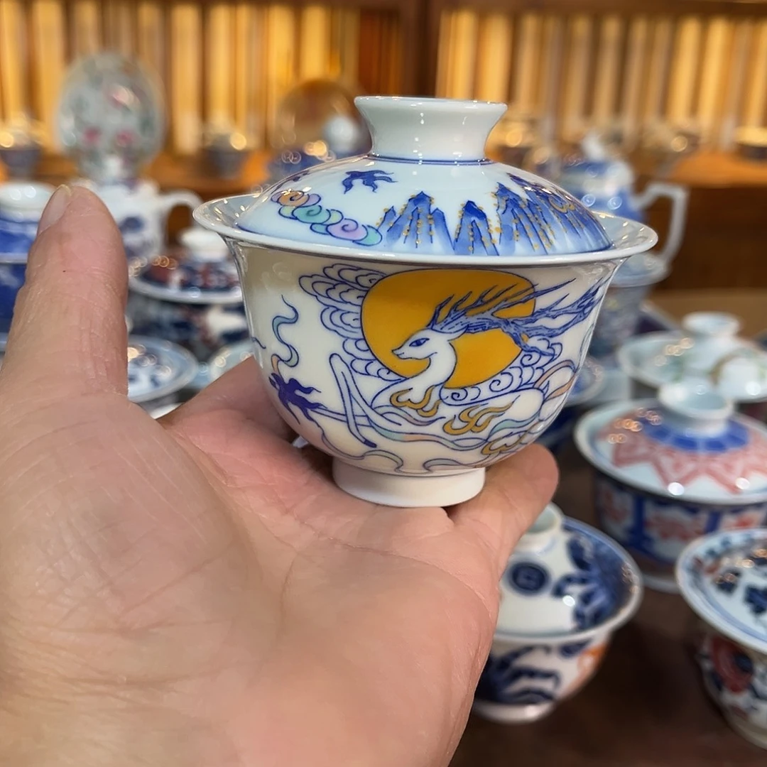 錡镇堂手工手绘绘盖碗