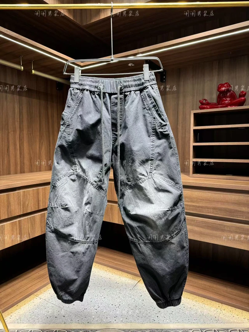 3955早秋新款美式复古户外机能风潮流宽松休闲束脚弯刀工装休闲裤