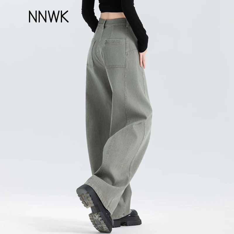 复古休闲牛仔裤女款爆款2025新款春秋季宽松高腰直筒裤显瘦阔腿裤