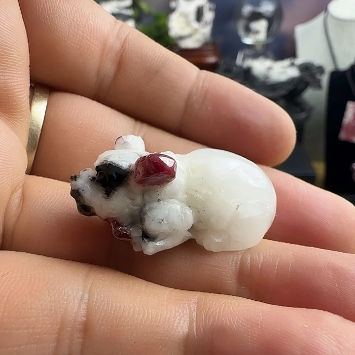 天然辰砂水晶生肖鼠小摆件