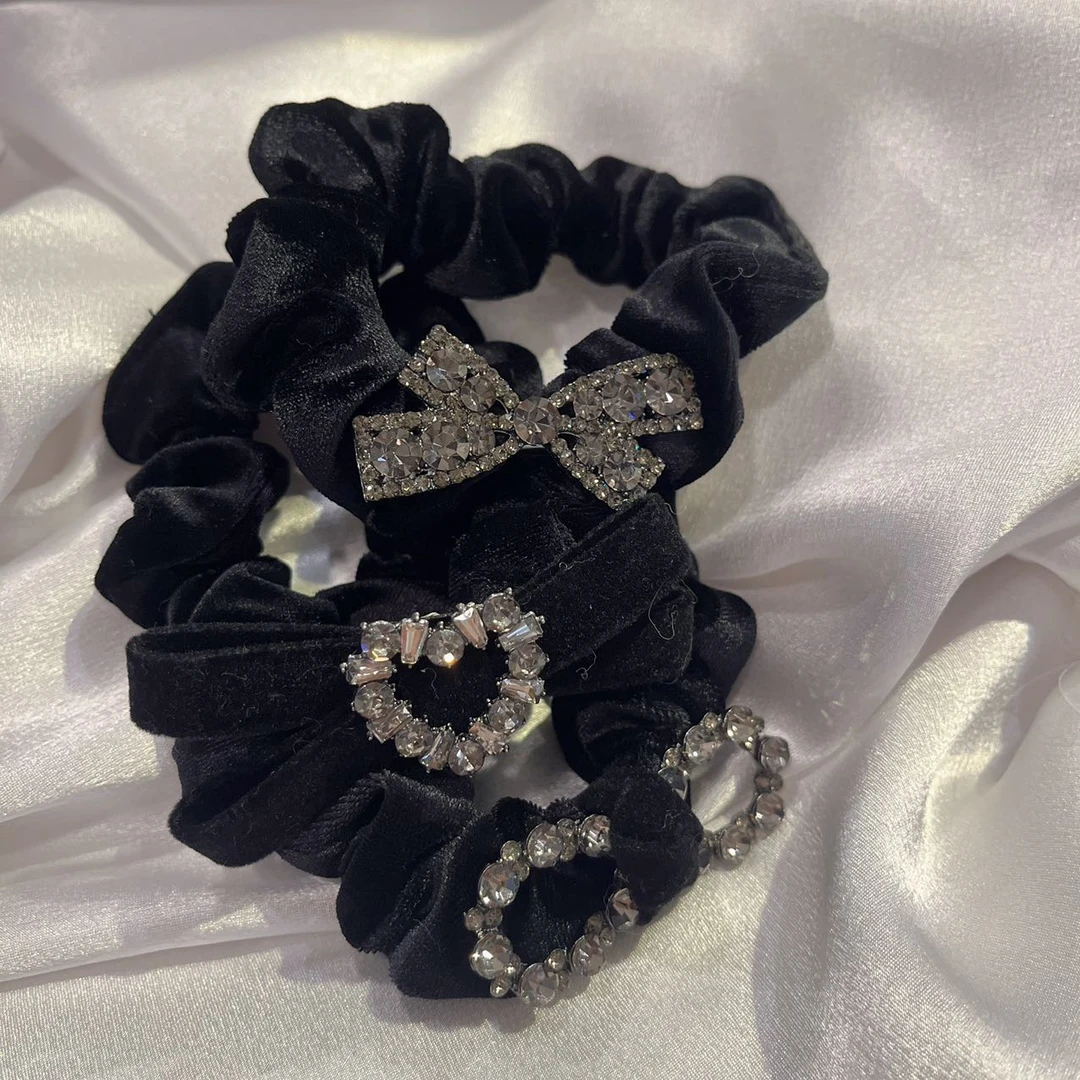 韩国 气质 小众 ins 手工 丝绒 闪闪 发圈K411