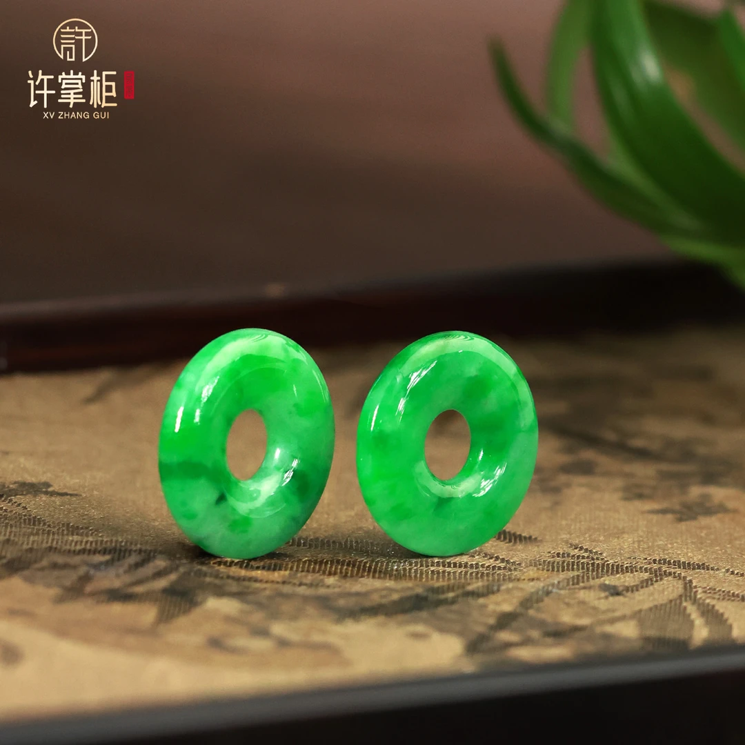 许掌柜｜翠韵臻安 甜甜圈耳扣耳饰配饰天然缅甸翡翠A货原创设计