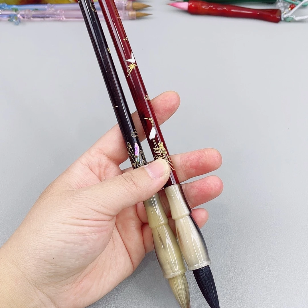 非遗螺钿高货毛笔2支，千里江山和瑞鶴