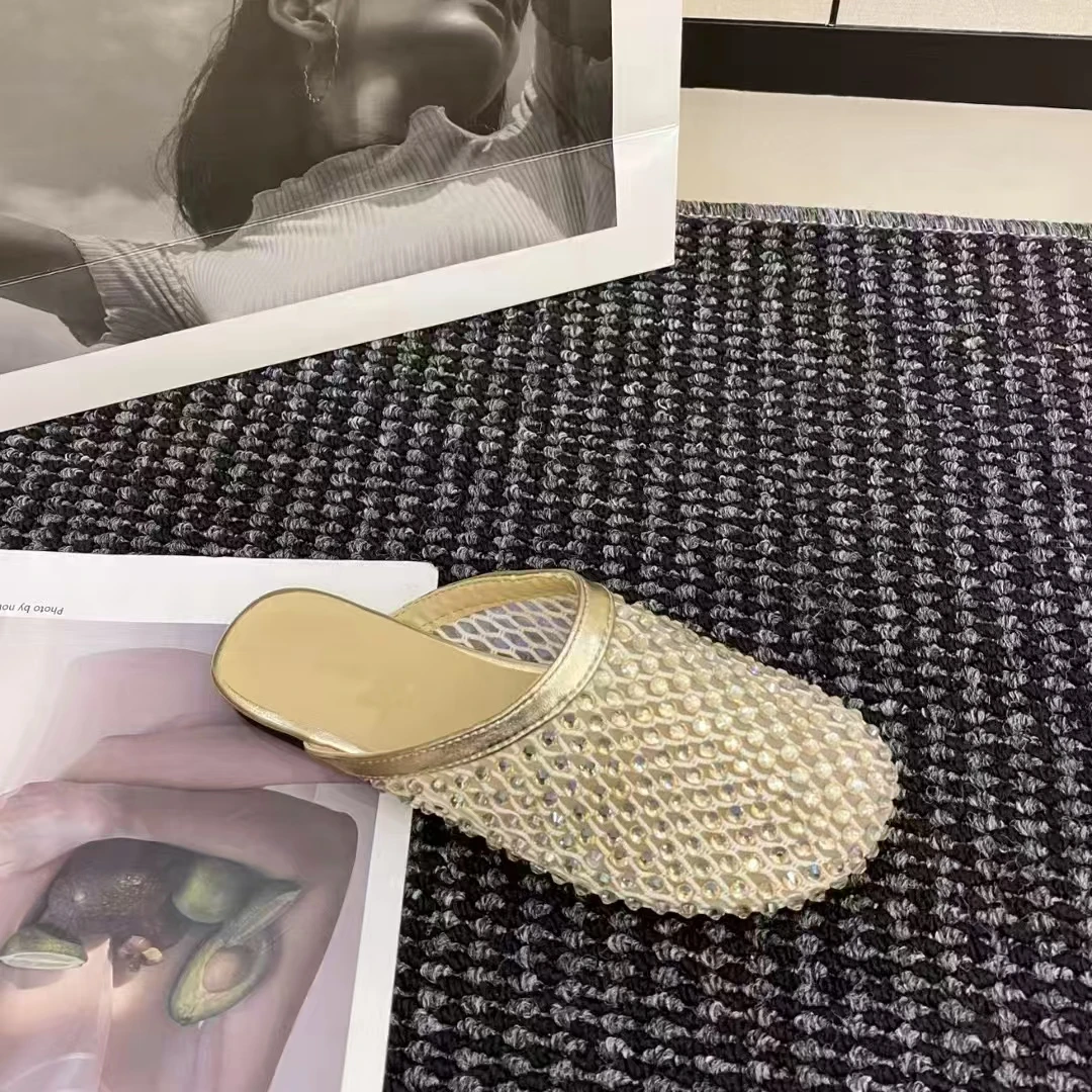 【锦衣服饰】AC 883网面水钻包头半托鞋