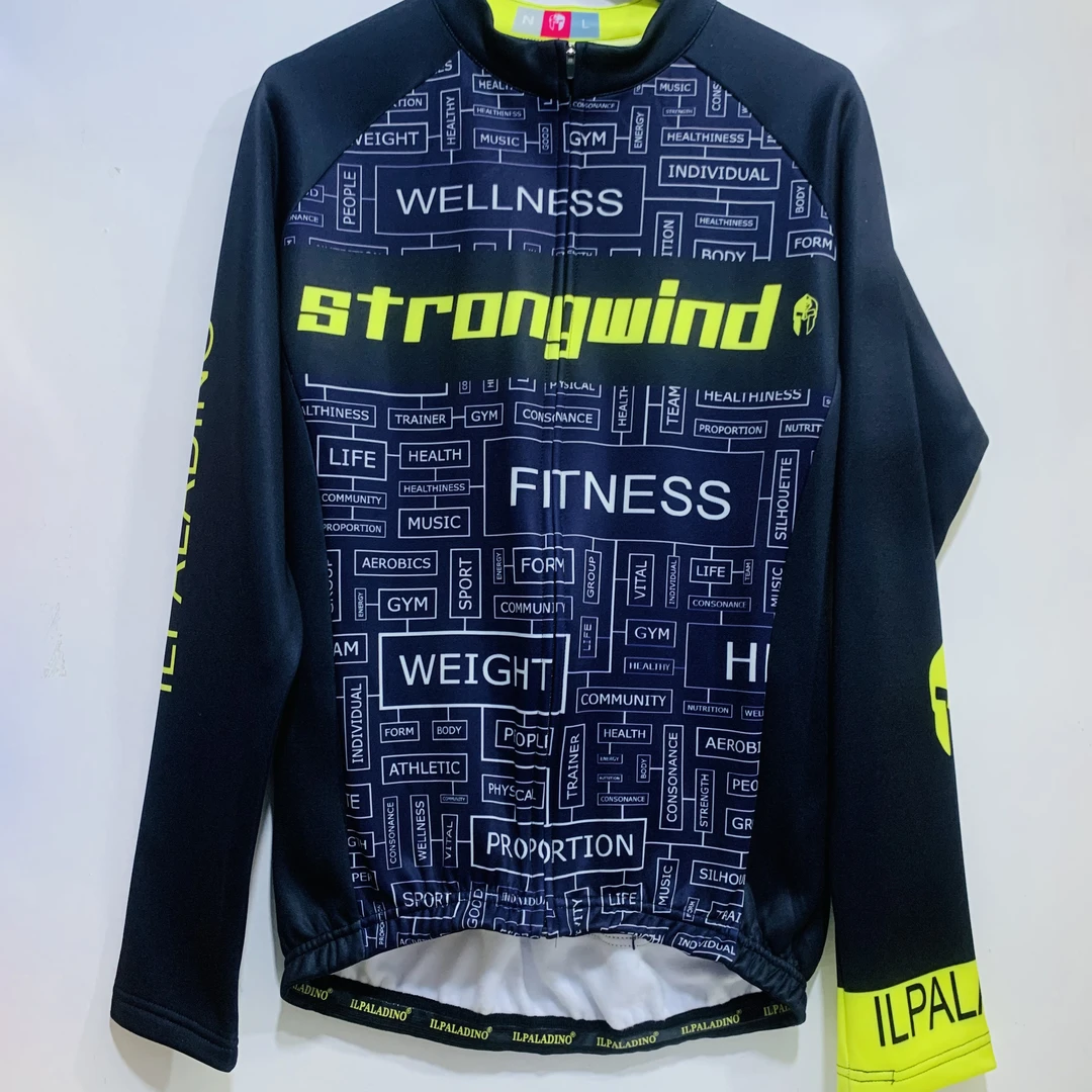 SQ 429【黑底字母抓绒长袖男士】ILPALADINO骑行服长袖春秋冬
