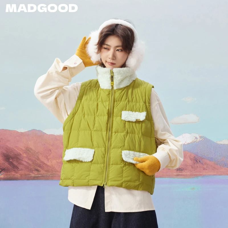madgood马得工地日系百搭宽松毛绒袋盖基础羽绒马甲MDGDMJ13196