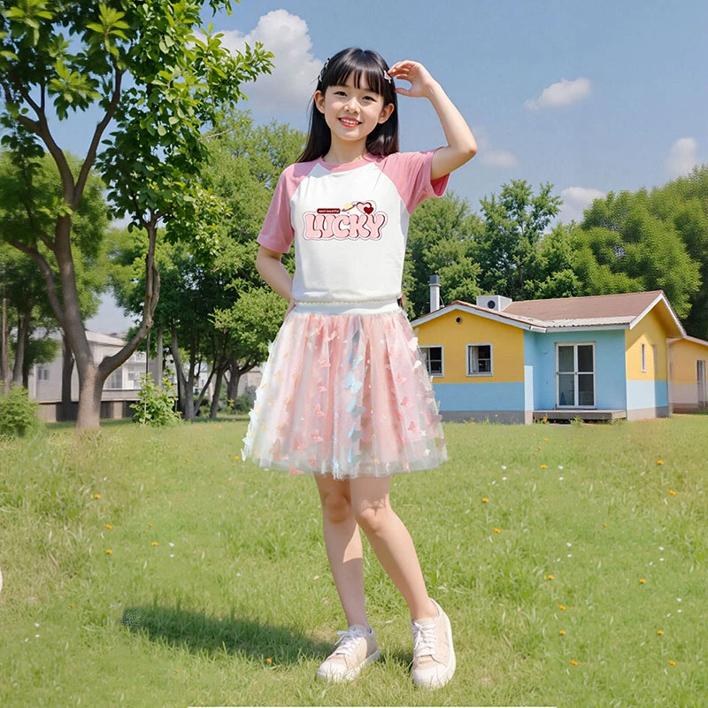 女童半身裙2025夏装新款宝宝蝴蝶蓬蓬裙女孩网纱公主裙儿童夏季