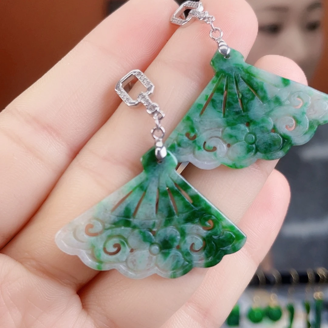 翡翠银S925镶嵌耳饰