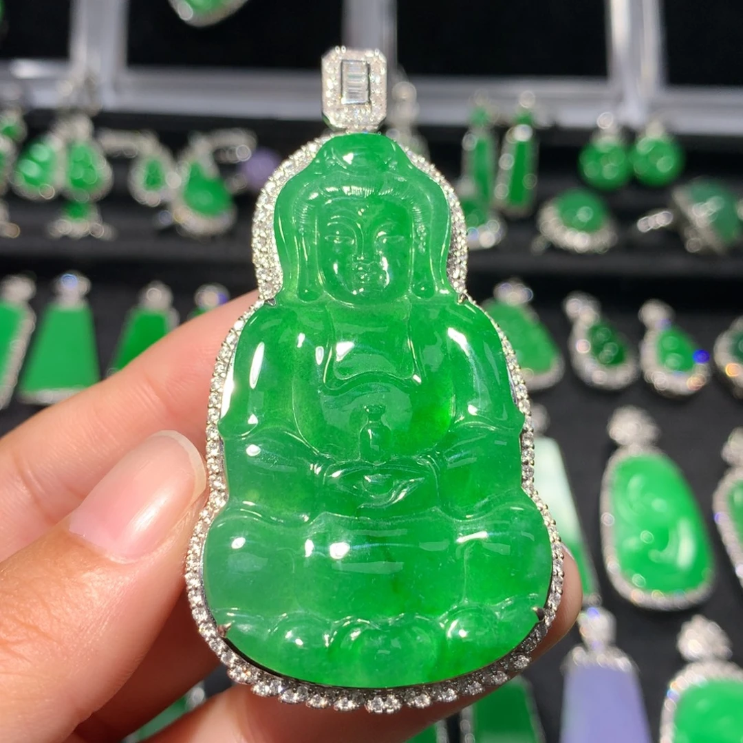 翡翠18K金镶嵌吊坠(不含链)168号