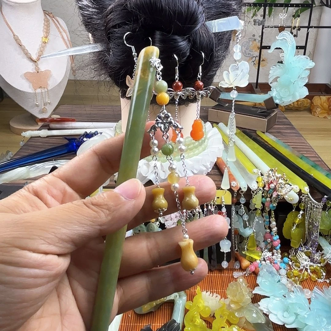 蛇纹石玉合金发饰