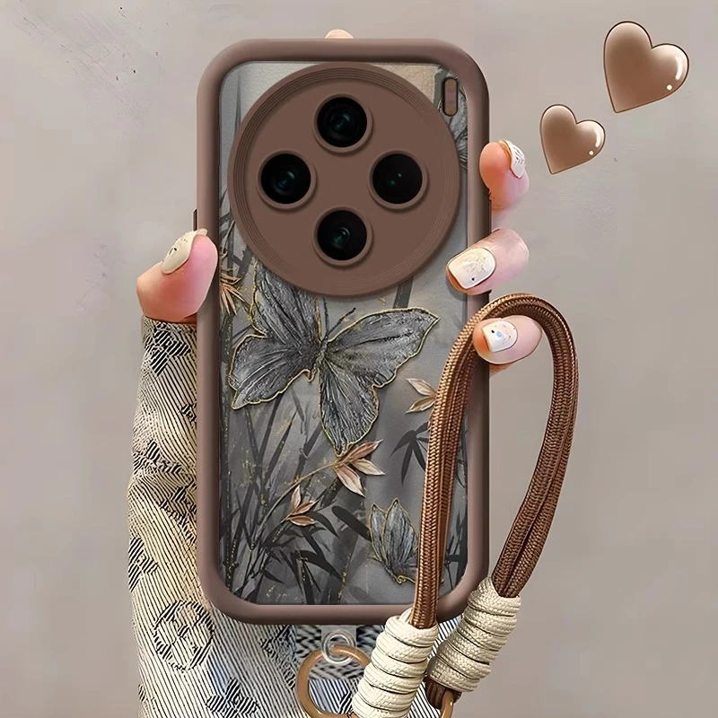 适用vivoX200s手机壳vivoX100软壳可爱X200ultra黑蝴蝶pro全包女