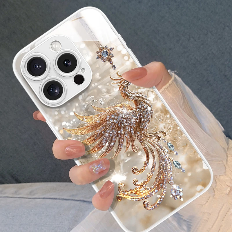 钻石金凤适用苹果16promax手机壳新款轻奢iphone15pro防摔14plus