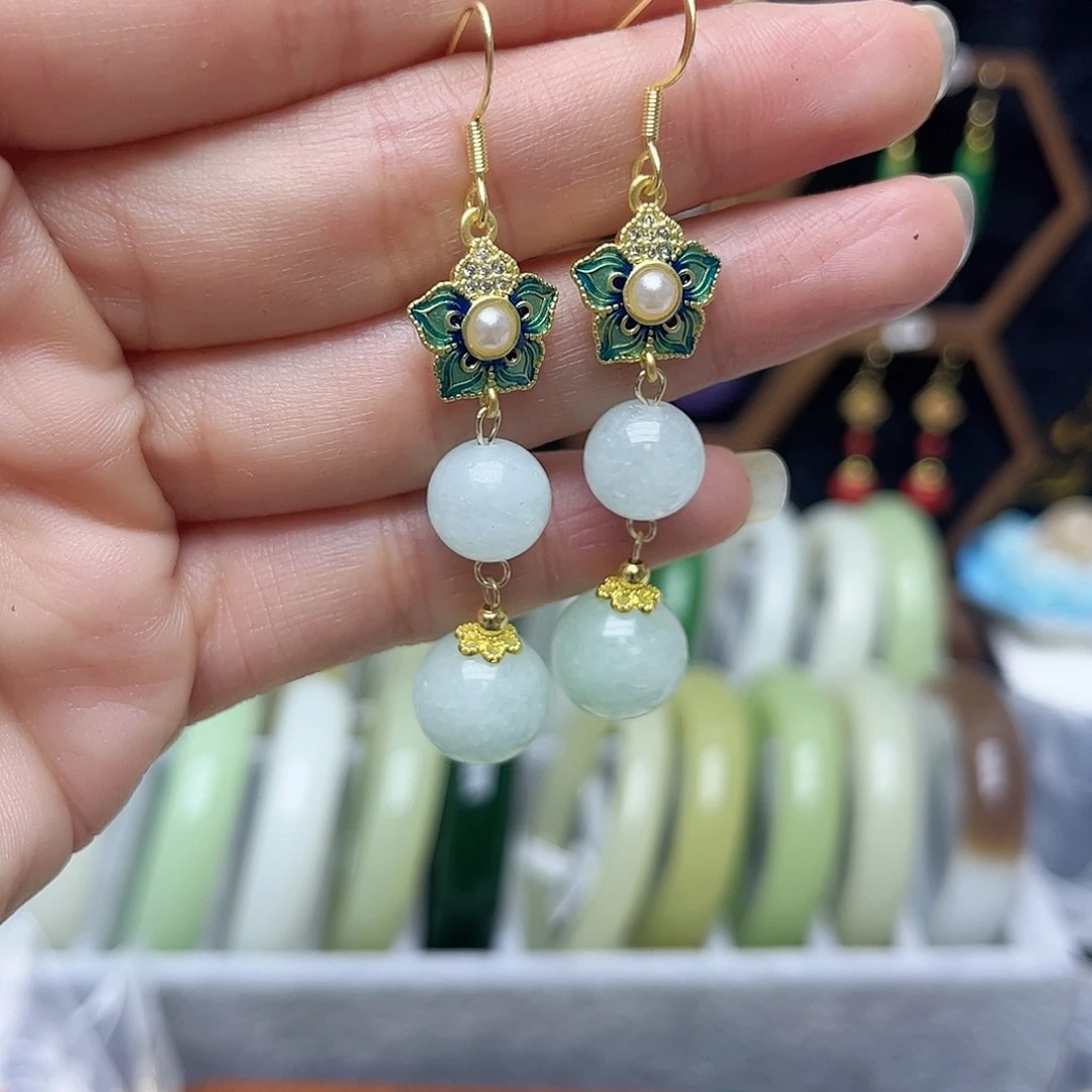 玛瑙/玉髓合金耳钉耳饰