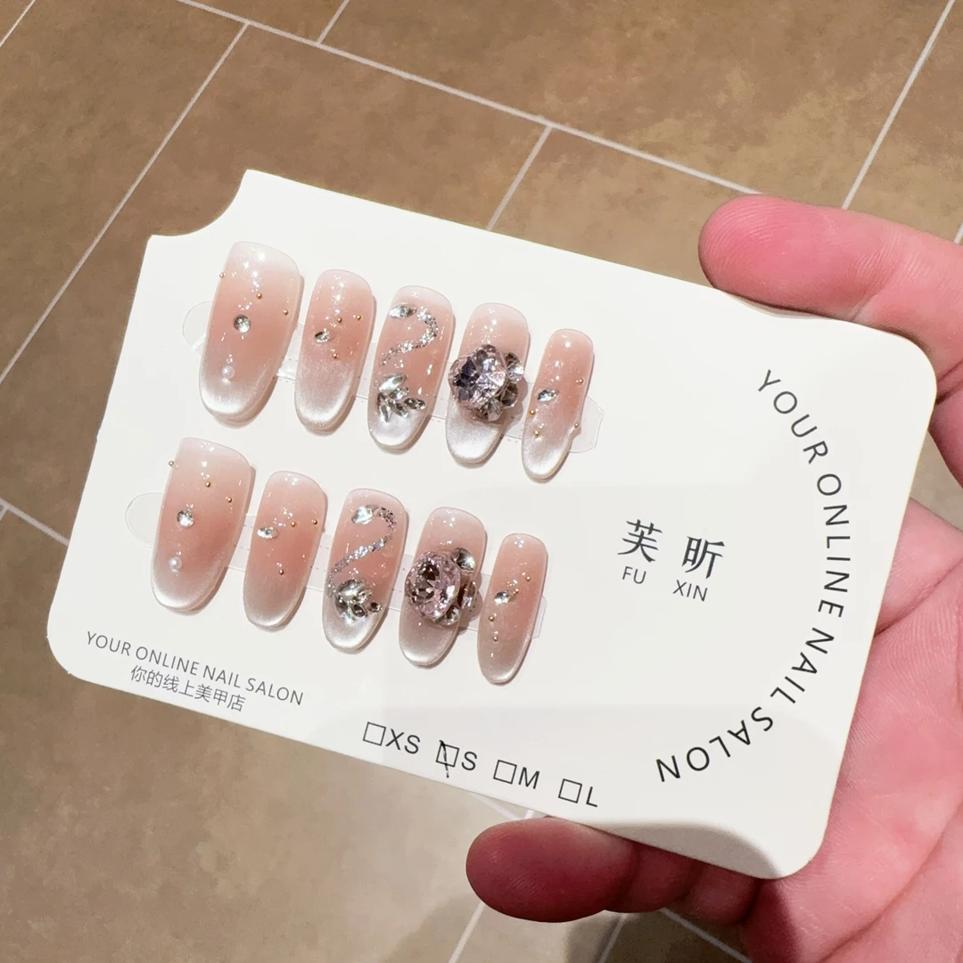 [FUXIN-天鹅水晶] 日常轻奢立体天鹅镶钻美甲