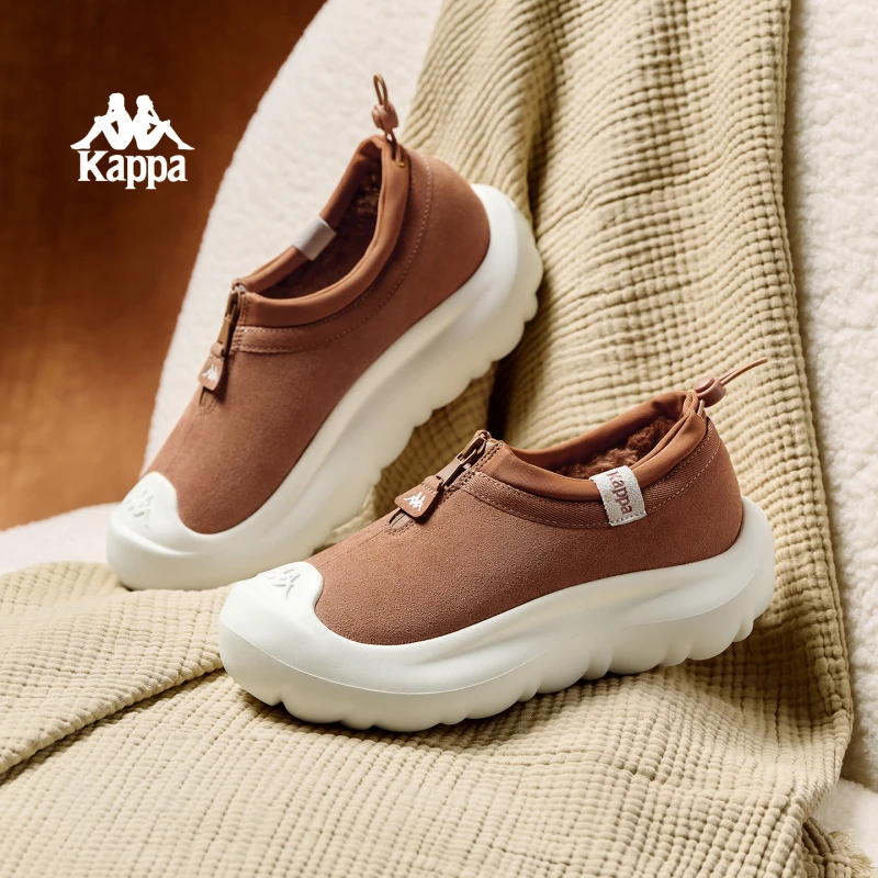 Kappa卡帕加绒棉鞋女秋冬新款云朵棉靴一脚蹬百搭运动休闲潮鞋子