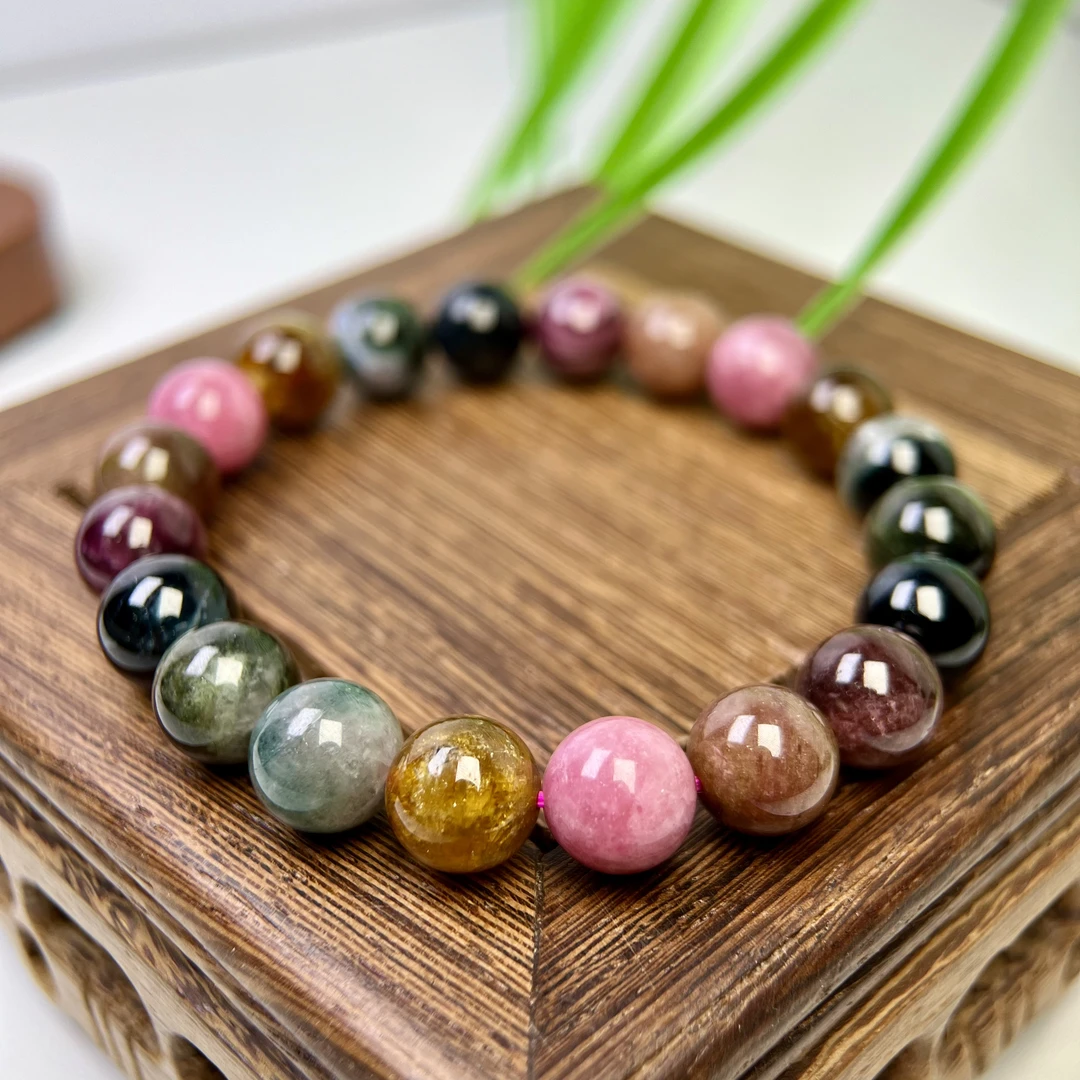老矿春彩油画碧玺手串6-12mm+ 合集 FX-5824