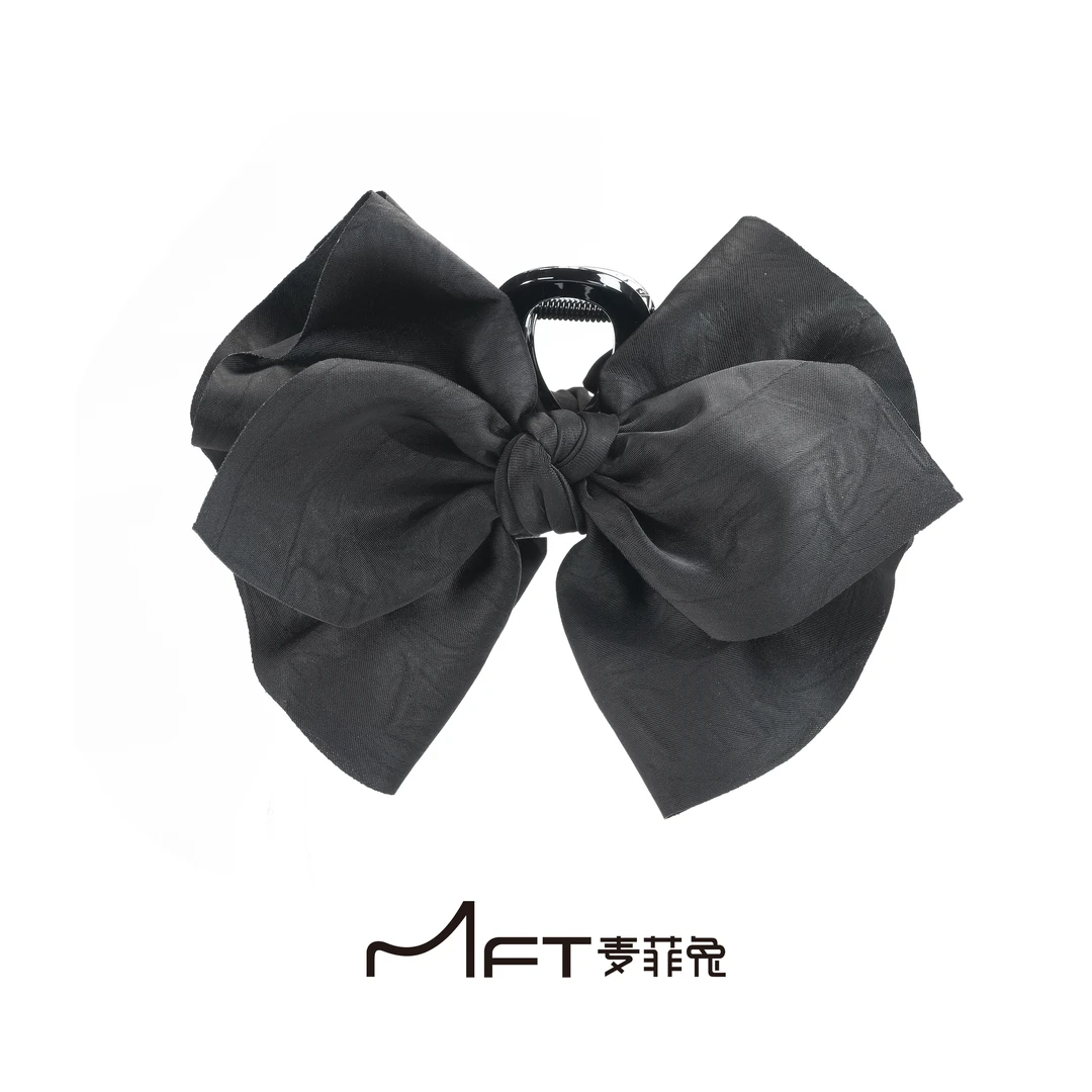 赫本纪事抓夹黑色简约2025新款气质蝴蝶结鲨鱼夹后脑勺盘发饰发夹