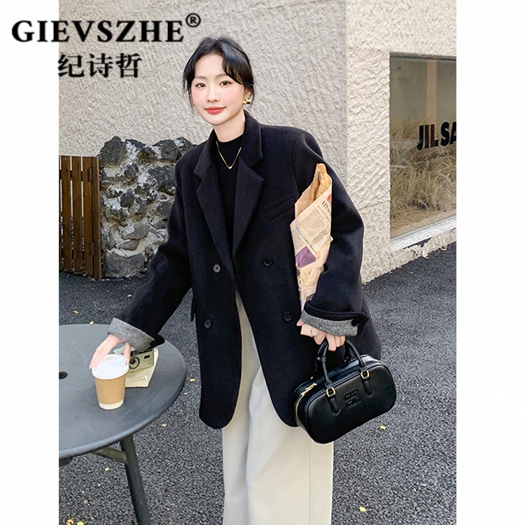 纪诗哲毛呢西装外套女2025秋冬新款韩系高级感西服流行爆款西装女