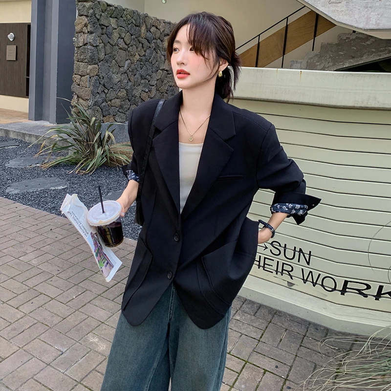 小心机袖口碎花西装外套女春秋设计感时尚网红上衣冷淡御姐风西服