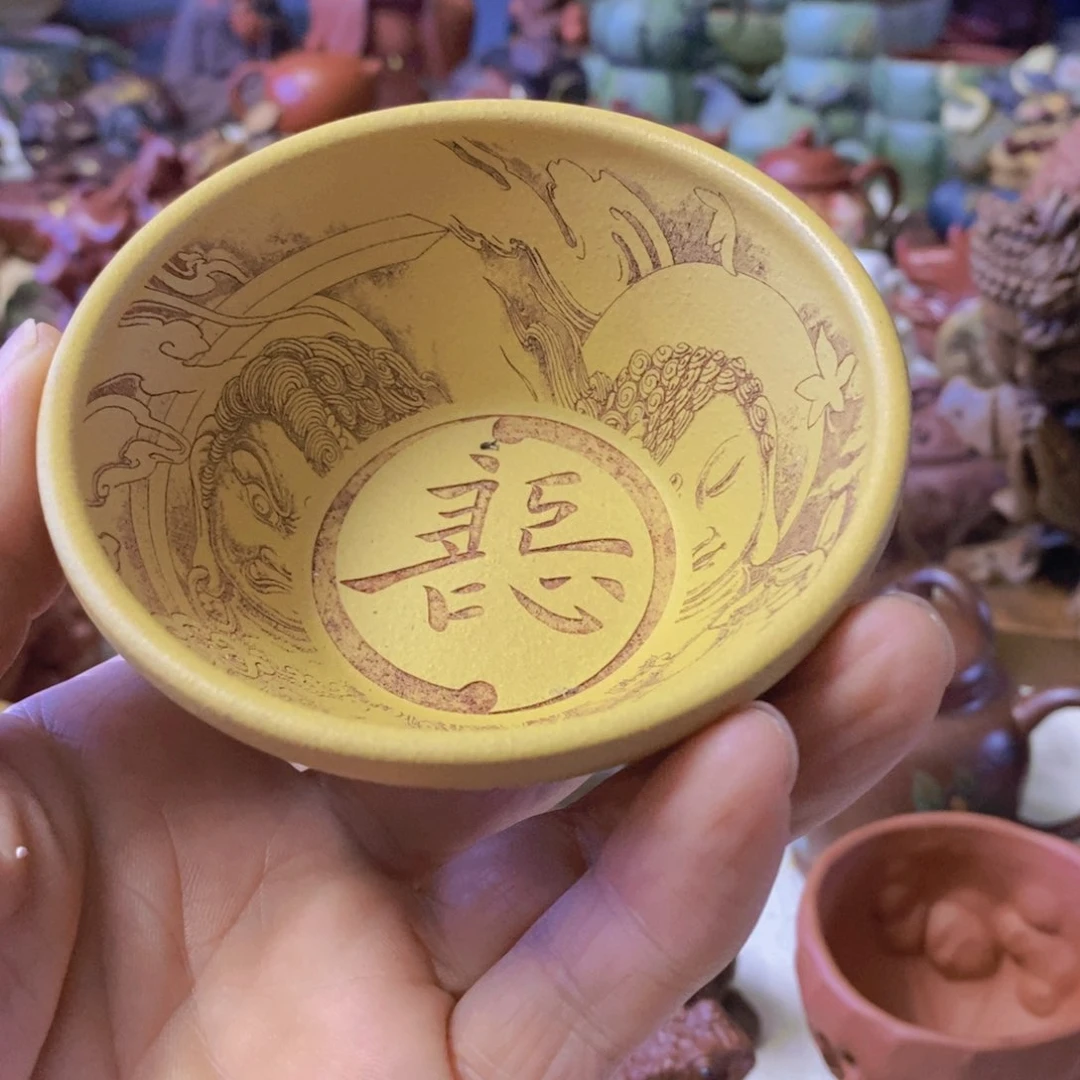 茶杯绿泥紫砂紫砂