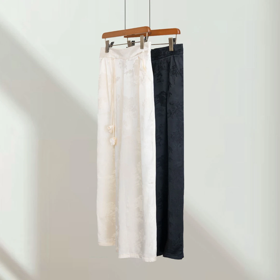 [澜竹]夏季新款中式阔版直筒裤 高级感出行休闲裤1005