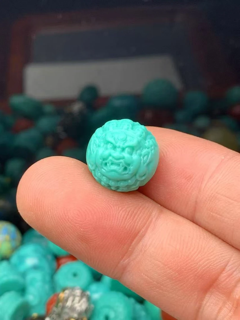 湖北原矿纯手工特色高瓷原绿石精工浅绿色黑天14mm配珠【072】