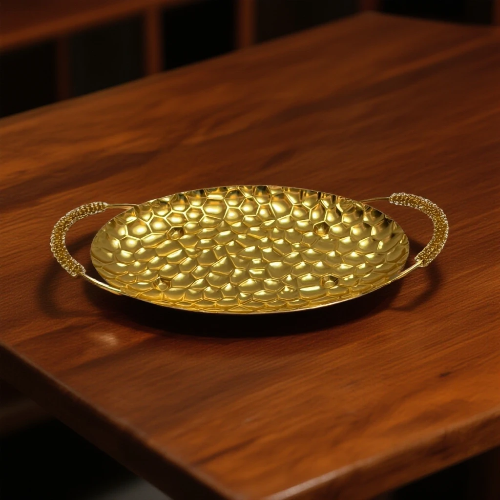 高档家用金色雨丝托盘精致实用美观