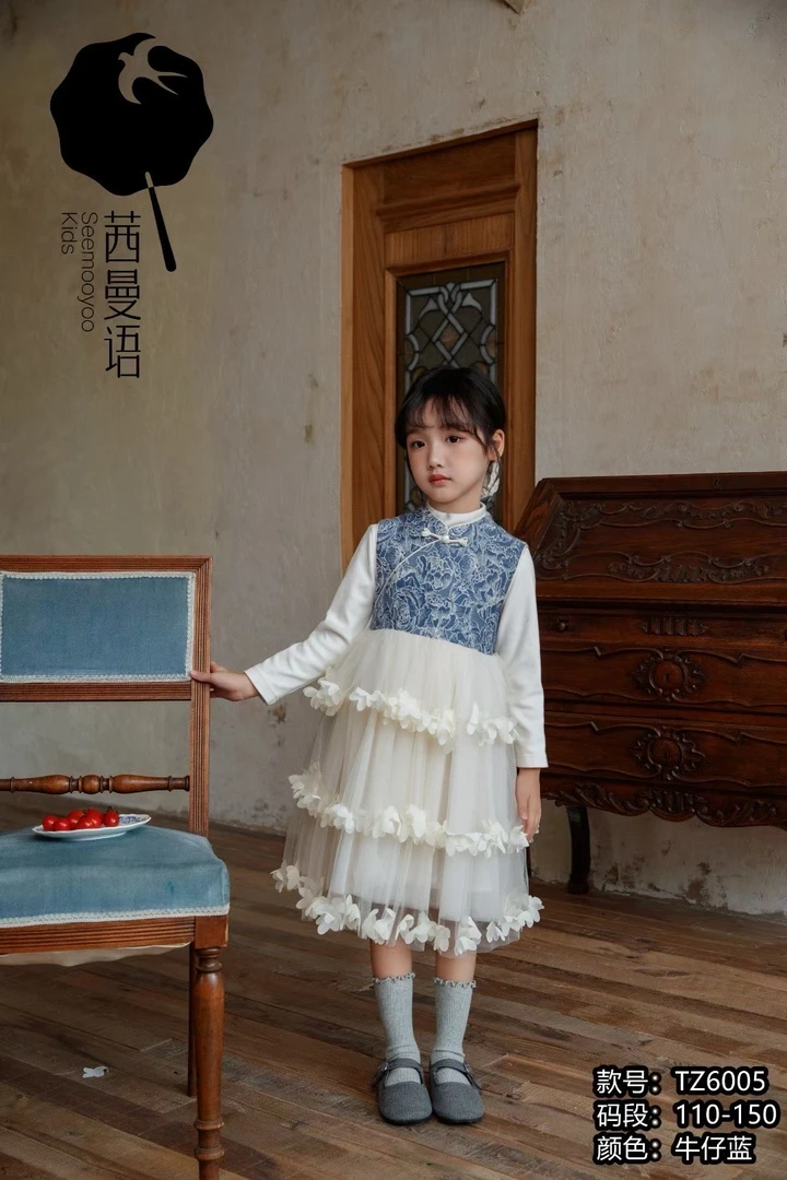 B类童装女秋季裙子公主裙春秋秋冬连衣裙通用套装
