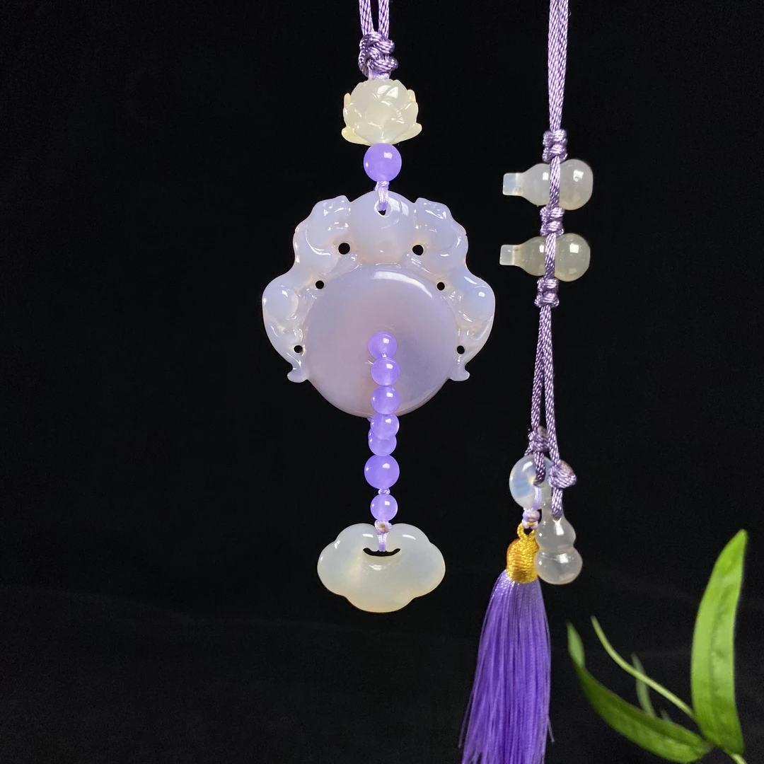 八卦貔貅紫葫芦紫色简单短款车上车挂葫芦天然玉石玛瑙