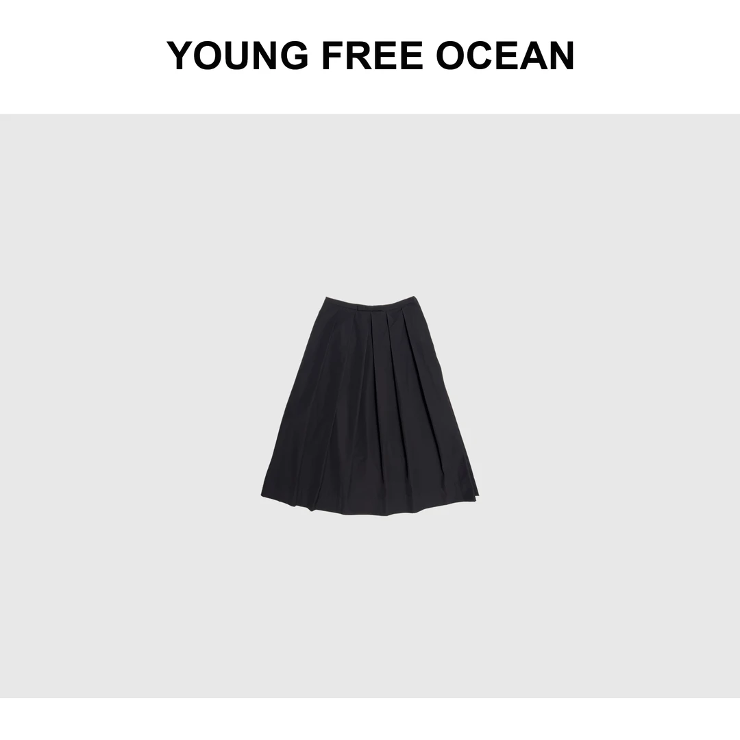 YOUNG FREE OCEAN2025春款 水洗棉蝴蝶结褶腰裙8500