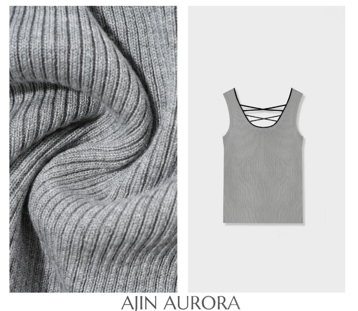 83010【天使密语】交叉设计感修身显瘦内搭露背针织吊带A1