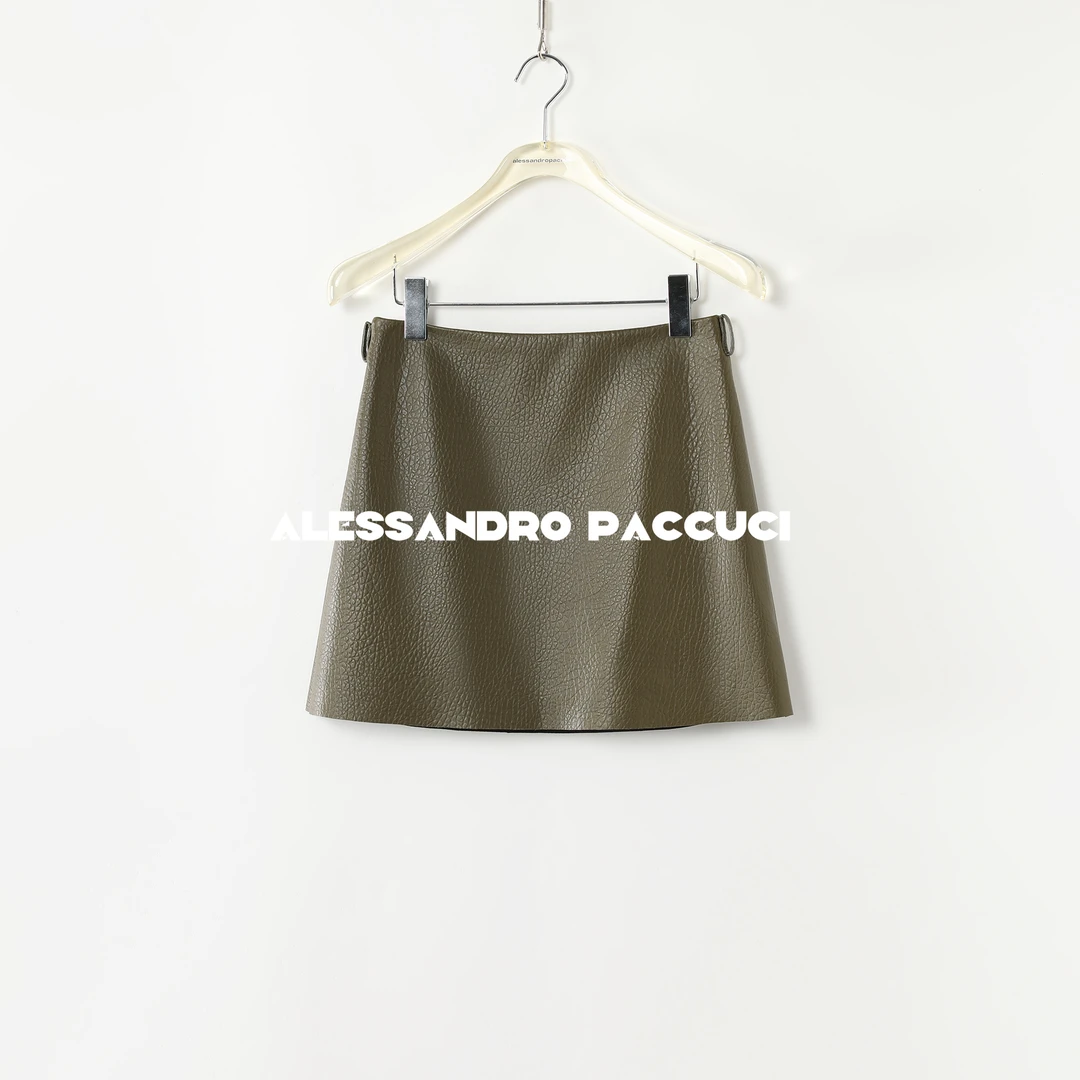 AP洛哥44059PQ【黑标系列】仿鹿羊皮立裁修身时尚百搭短半身裙 秋