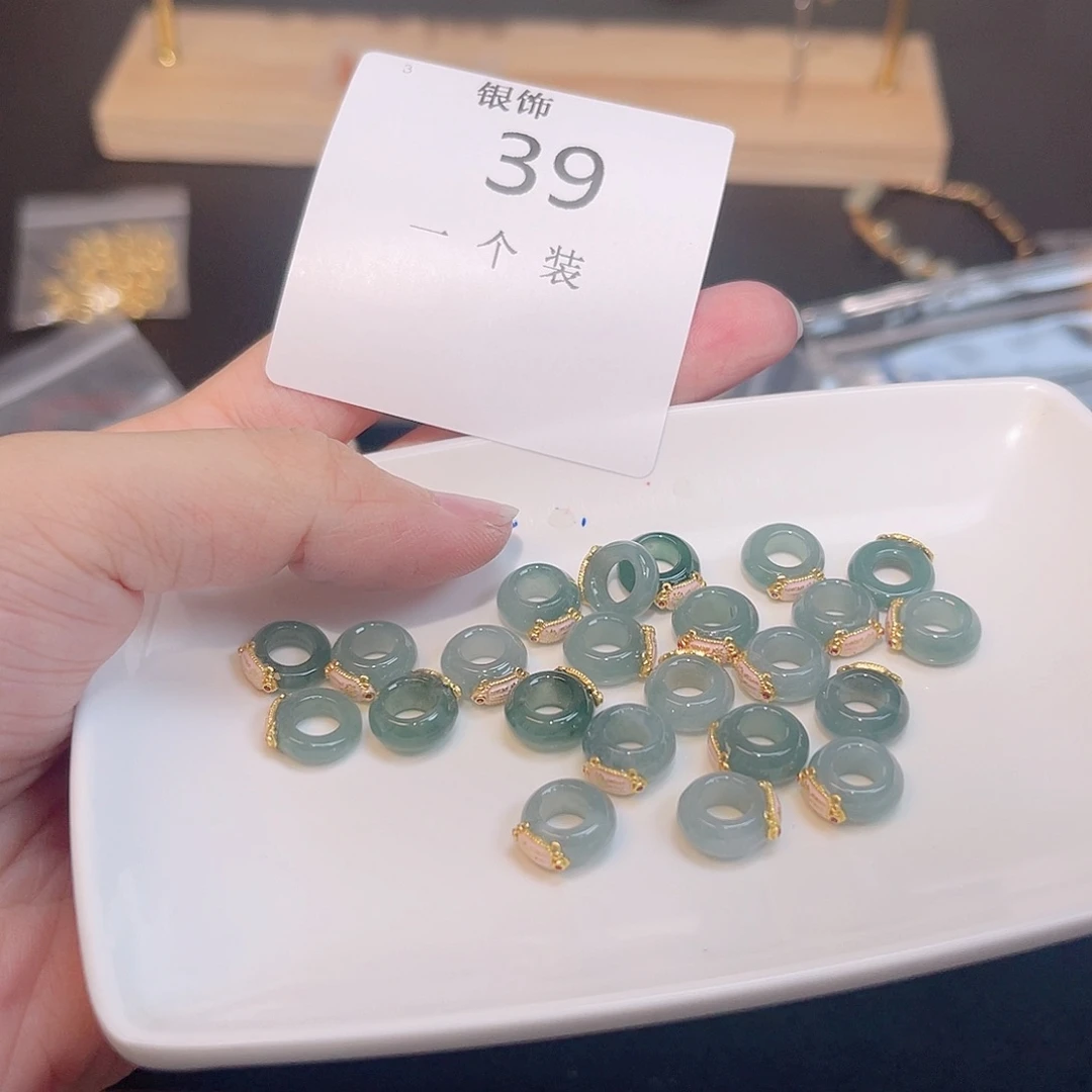 水晶珠宝半成品银S925镀金镶嵌39 。