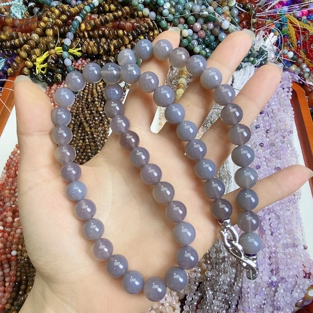 未镶嵌玛瑙/玉髓珠宝半成品卡十灰色玛瑙成品一条