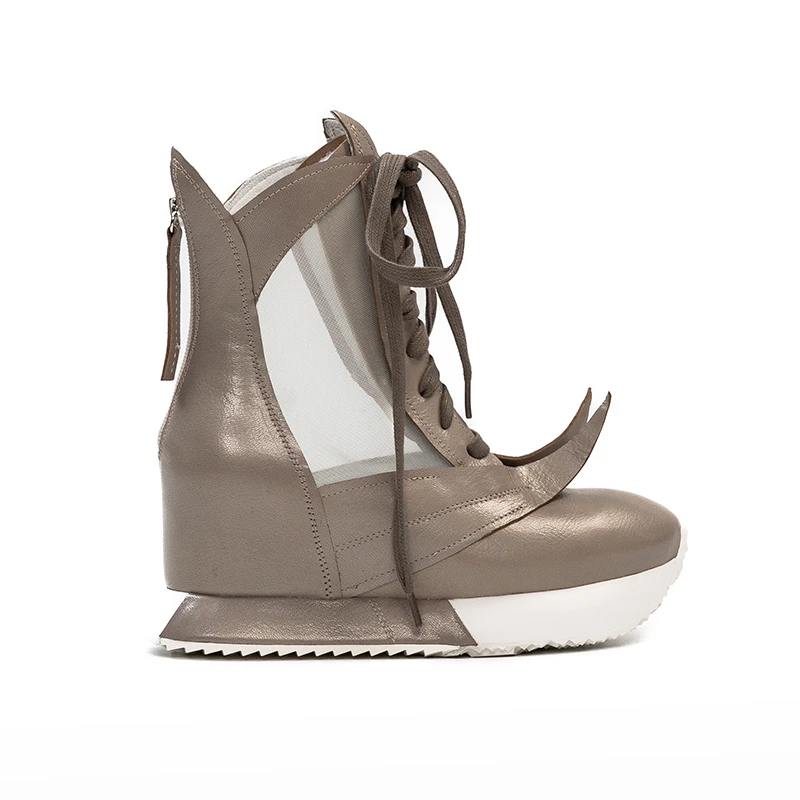 『知夏』上新原创设计师品牌夏季透气休闲高水台真皮女鞋 60601