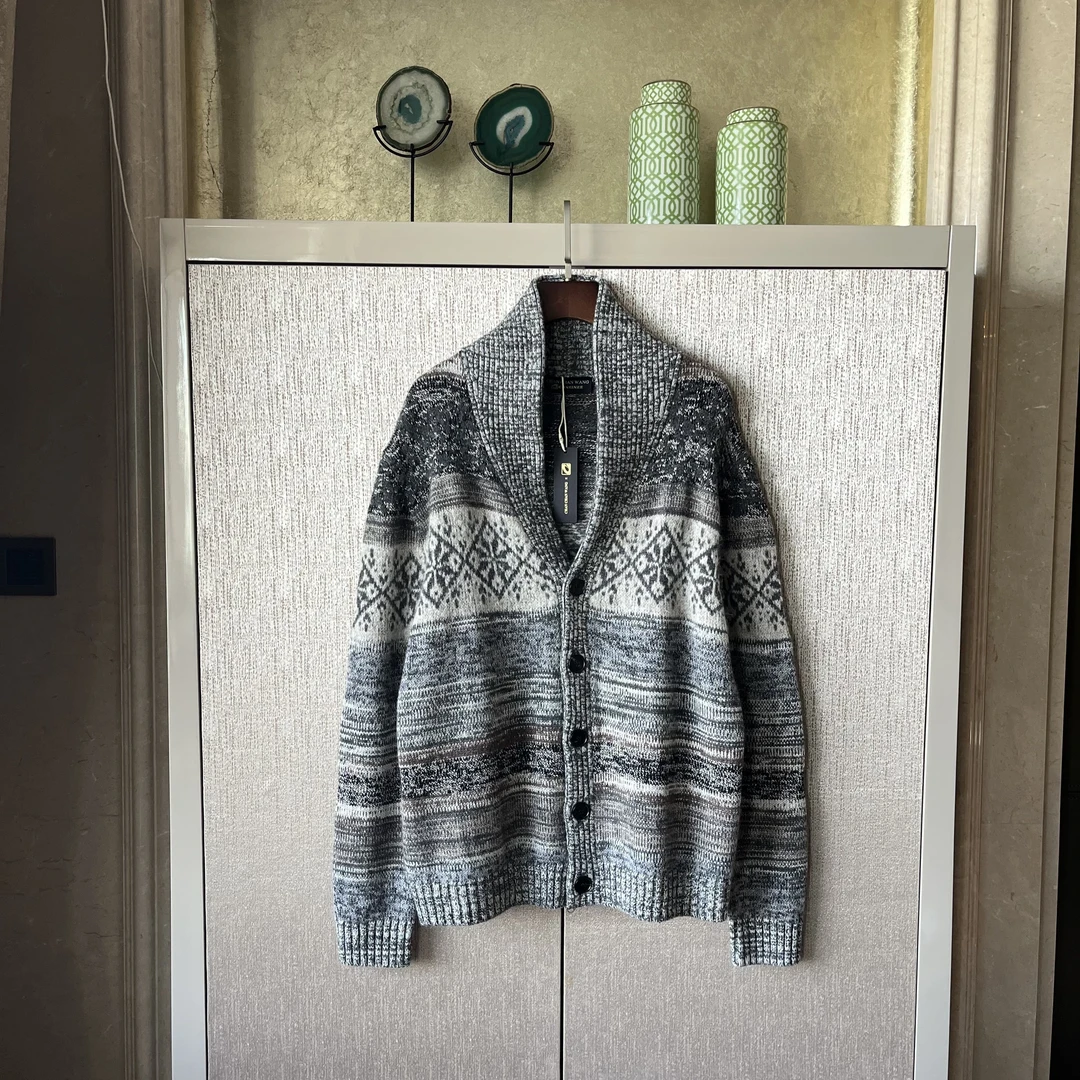 【冷银衫】康赛妮联名羊绒B*C青果领费尔岛开衫毛衣