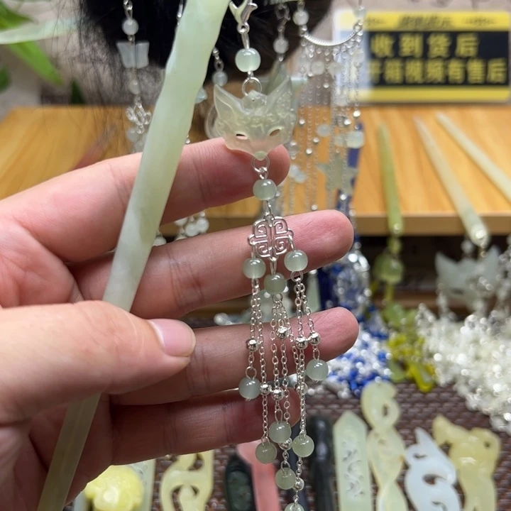 合金蛇纹石玉发饰