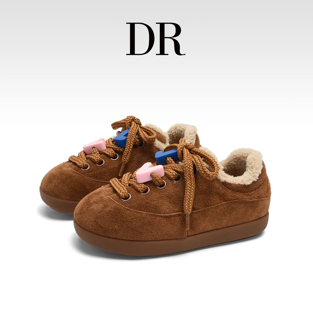 【DR专柜正品】加绒丑萌德训鞋女2025冬季新保暖面包板鞋加厚勃肯鞋