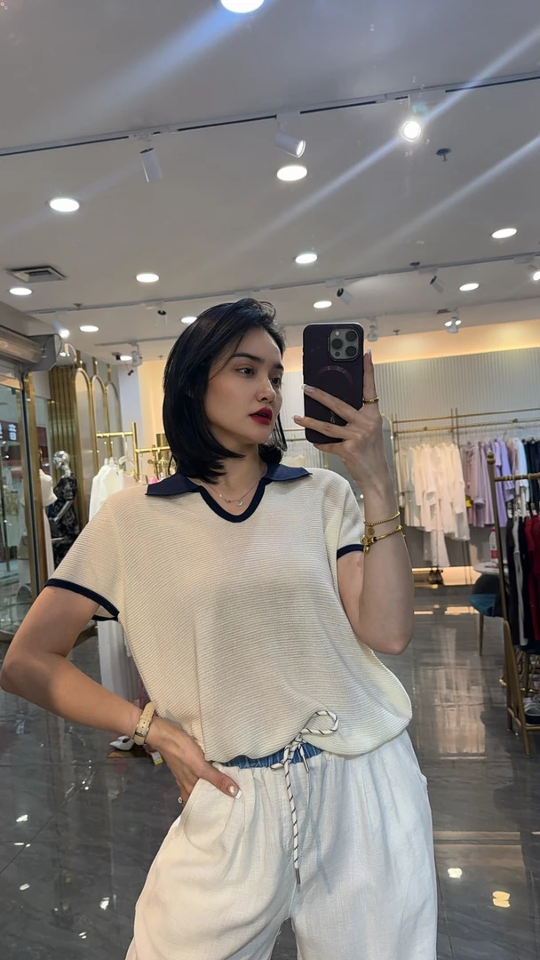 常规款女短袖不褪色夏季毛针织衫百搭上衣自然密语