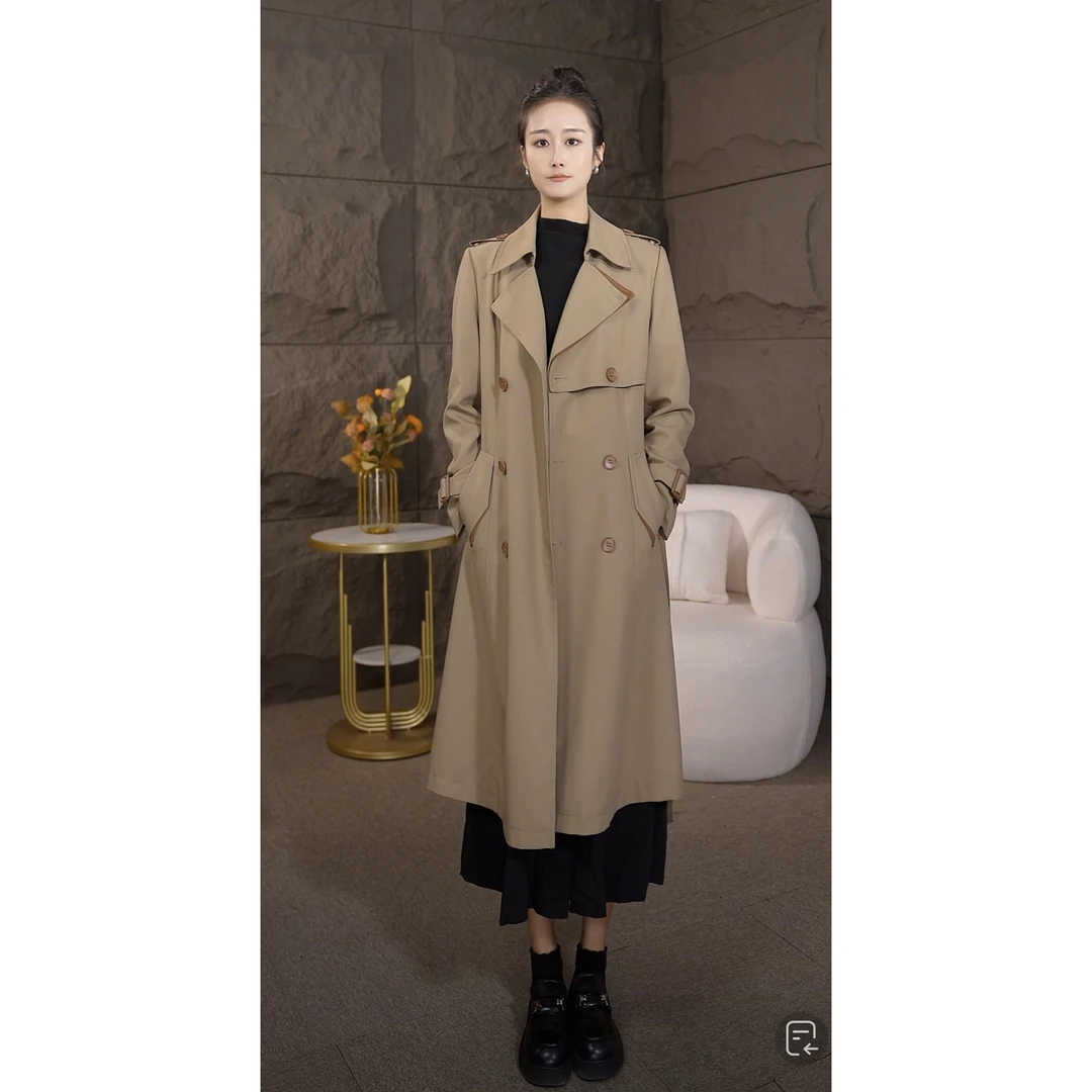 2025春季新品 顺丰包邮现货双排扣大气女装风衣中长款气质外套