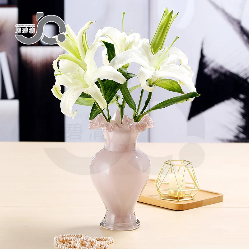 中古法式琉璃花瓶摆件水培插花装饰玻璃客厅餐桌复古简约鲜花花器