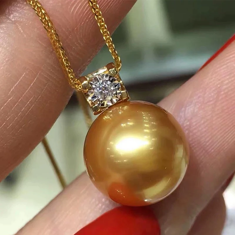 坠链均925银 戴妃款南阳金色珠珠经典大气款气质吊坠项链锁骨链