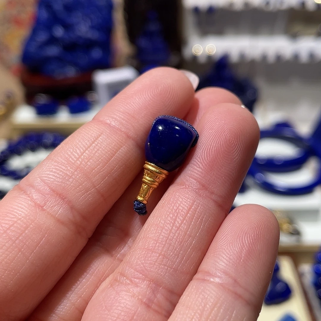 才***卓青金石银S925镀金镶嵌9mm三通