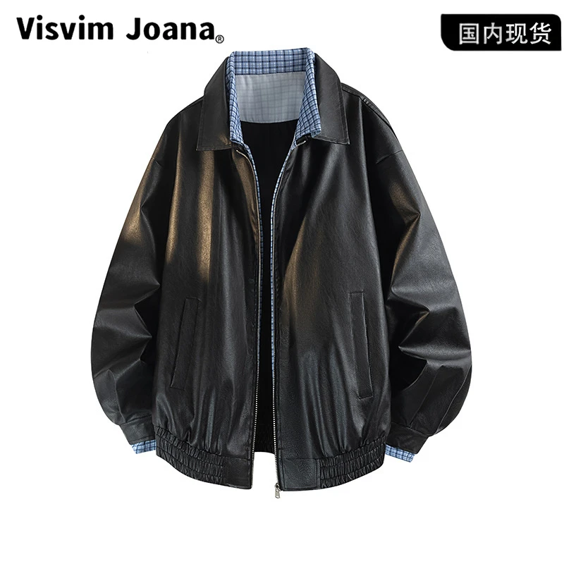 【品牌现货撤柜】潮牌春秋季男美式复古格子翻领假两件夹克外套青少