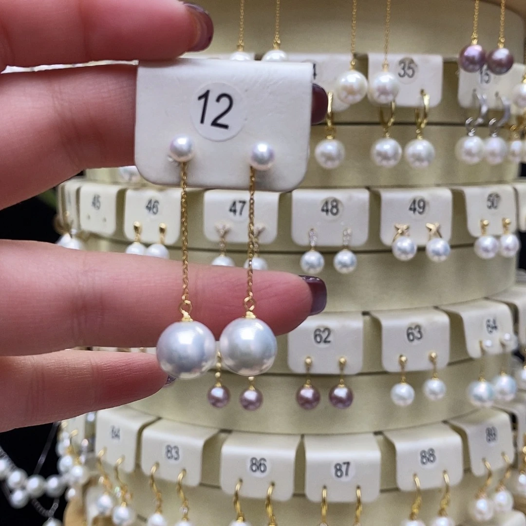 淡水珍珠耳饰银S925镶嵌