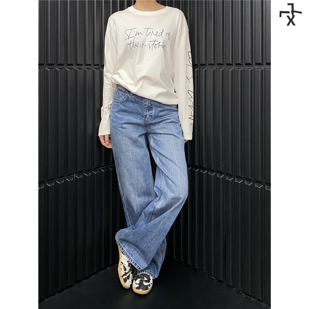 LLX72025新款经典水洗蓝直筒牛仔裤双洗水线个性休闲百搭长裤