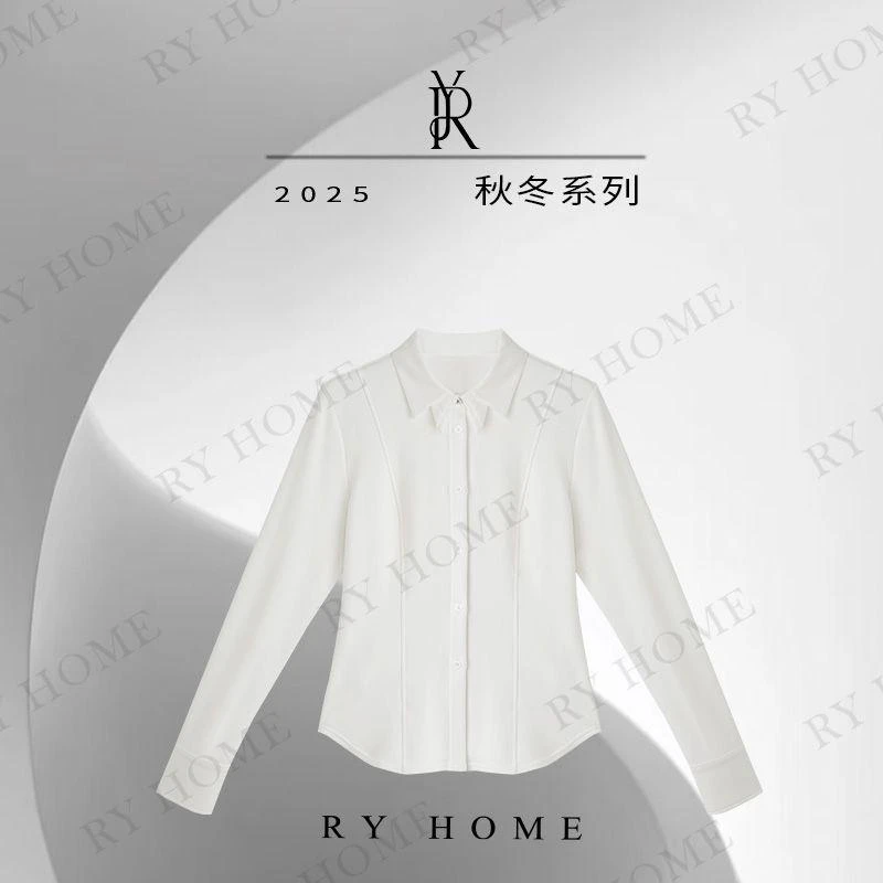 【容雨RYHOME】醋酸天丝混纺气质感通勤休闲百搭纸片人衬衫253C1561